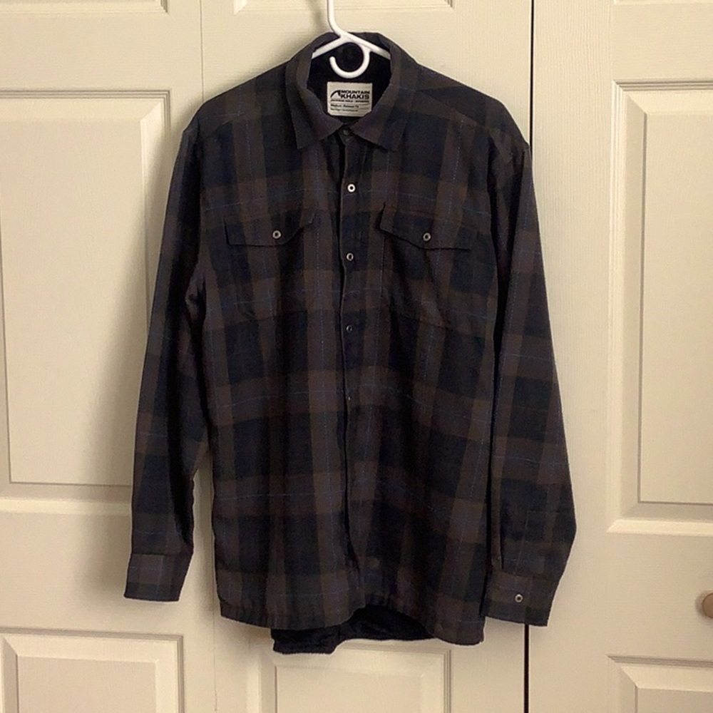 Mountain khakis fleece line flannel button up.